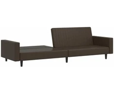 Dvivietė sofa-lova, rudos spalvos, dirbtinė oda
