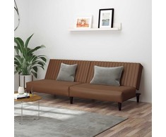 Dvivietė sofa-lova, rudos spalvos, dirbtinė oda