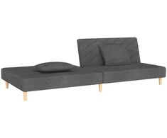Dvivietė sofa-lova su dvejomis pagalvėmis, pilka, audinys