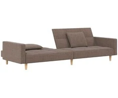Dvivietė sofa-lova su dvejomis pagalvėmis, taupe, audinys