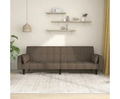 Dvivietė sofa-lova su dvejomis pagalvėmis, taupe, audinys