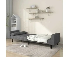 Dvivietė sofa-lova su dvejomis pagalvėmis, pilka, audinys