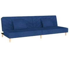 Dvivietė sofa-lova su dvejomis pagalvėmis, mėlyna, audinys