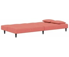 Dvivietė sofa-lova su dvejomis pagalvėmis, rožinė, aksomas
