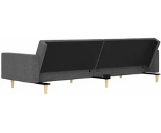 Dvivietė sofa-lova su dvejomis pagalvėmis, pilka, audinys