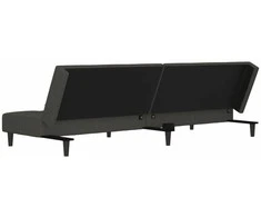 Dvivietė sofa-lova su dvejomis pagalvėmis, pilka, aksomas
