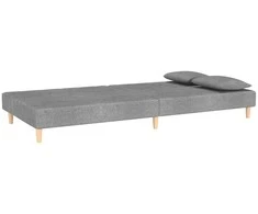 Dvivietė sofa-lova su dvejomis pagalvėmis, pilka, audinys