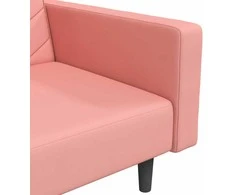 Dvivietė sofa-lova su dvejomis pagalvėmis, rožinė, aksomas