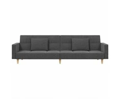 Dvivietė sofa-lova su dvejomis pagalvėmis, pilka, audinys
