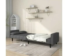 Dvivietė sofa-lova su dvejomis pagalvėmis, pilka, audinys