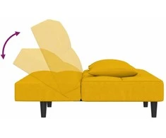 Dvivietė sofa-lova su dvejomis pagalvėmis, geltona, aksomas