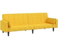 Dvivietė sofa-lova su dvejomis pagalvėmis, geltona, audinys