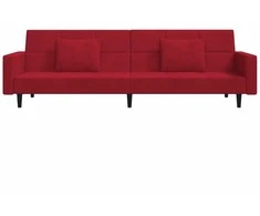 Dvivietė sofa-lova su dvejomis pagalvėmis, vyno, aksomas