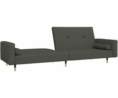 Dvivietė sofa-lova su dvejomis pagalvėmis, pilka, aksomas