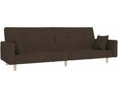 Dvivietė sofa-lova su dvejomis pagalvėmis, ruda, audinys