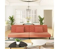 Dvivietė sofa-lova su dvejomis pagalvėmis, rožinė, aksomas