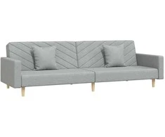Dvivietė sofa-lova su dvejomis pagalvėmis, pilka, audinys