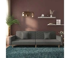 Dvivietė sofa-lova su dvejomis pagalvėmis, pilka, audinys