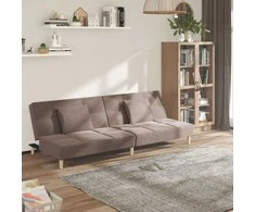 Dvivietė sofa-lova su dvejomis pagalvėmis, taupe, audinys