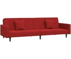 Dvivietė sofa-lova su dvejomis pagalvėmis, vyno, aksomas