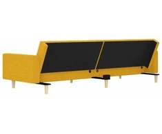 Dvivietė sofa-lova su dvejomis pagalvėmis, geltona, audinys
