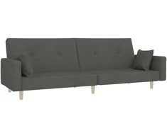 Dvivietė sofa-lova su dvejomis pagalvėmis, pilka, audinys