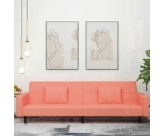 Dvivietė sofa-lova su dvejomis pagalvėmis, rožinė, aksomas