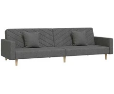 Dvivietė sofa-lova su dvejomis pagalvėmis, pilka, audinys