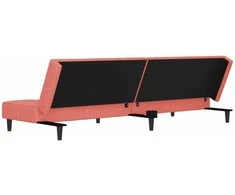Dvivietė sofa-lova su dvejomis pagalvėmis, rožinė, aksomas