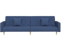 Dvivietė sofa-lova su dvejomis pagalvėmis, mėlyna, audinys