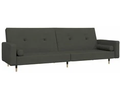 Dvivietė sofa-lova su dvejomis pagalvėmis, pilka, aksomas