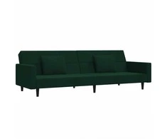 Dvivietė sofa-lova su dvejomis pagalvėmis, žalia, aksomas