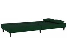 Dvivietė sofa-lova su dvejomis pagalvėmis, žalia, aksomas
