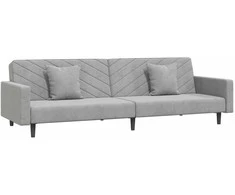 Dvivietė sofa-lova su dvejomis pagalvėmis, pilka, aksomas
