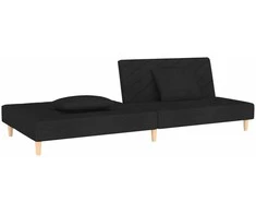 Dvivietė sofa-lova su dvejomis pagalvėmis, juoda, audinys