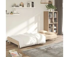 Dvivietė sofa-lova su dvejomis pagalvėmis, kreminė, audinys