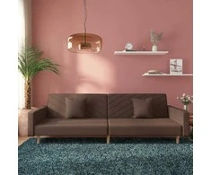 Dvivietė sofa-lova su dvejomis pagalvėmis, taupe, audinys