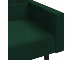 Dvivietė sofa-lova su dvejomis pagalvėmis, žalia, aksomas