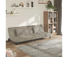 Dvivietė sofa-lova su dvejomis pagalvėmis, pilka, aksomas