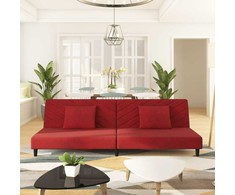 Dvivietė sofa-lova su dvejomis pagalvėmis, vyno, aksomas