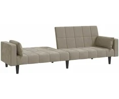 Dvivietė sofa-lova su dvejomis pagalvėmis, pilka, aksomas