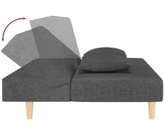 Dvivietė sofa-lova su dvejomis pagalvėmis, pilka, audinys