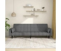 Dvivietė sofa-lova su dvejomis pagalvėmis, pilka, audinys