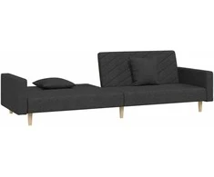 Dvivietė sofa-lova su dvejomis pagalvėmis, juoda, audinys