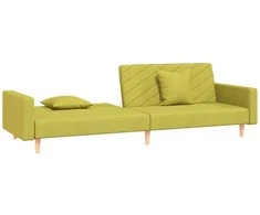 Dvivietė sofa-lova su dvejomis pagalvėmis, žalia, audinys
