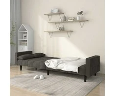 Dvivietė sofa-lova su dvejomis pagalvėmis, pilka, aksomas