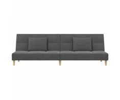 Dvivietė sofa-lova su dvejomis pagalvėmis, pilka, audinys