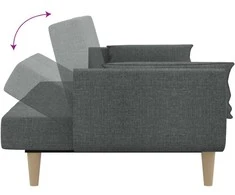 Dvivietė sofa-lova su dvejomis pagalvėmis, pilka, audinys