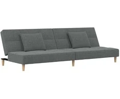 Dvivietė sofa-lova su dvejomis pagalvėmis, pilka, audinys
