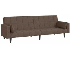 Dvivietė sofa-lova su dvejomis pagalvėmis, taupe, audinys
